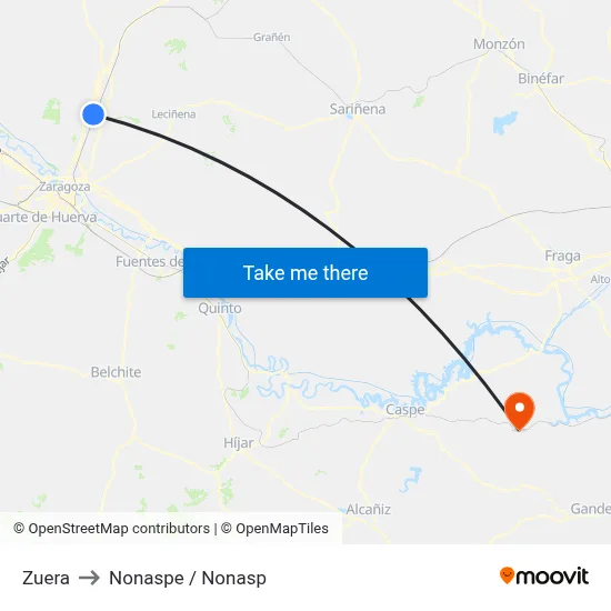 Zuera to Nonaspe / Nonasp map