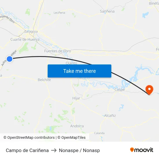 Campo de Cariñena to Nonaspe / Nonasp map