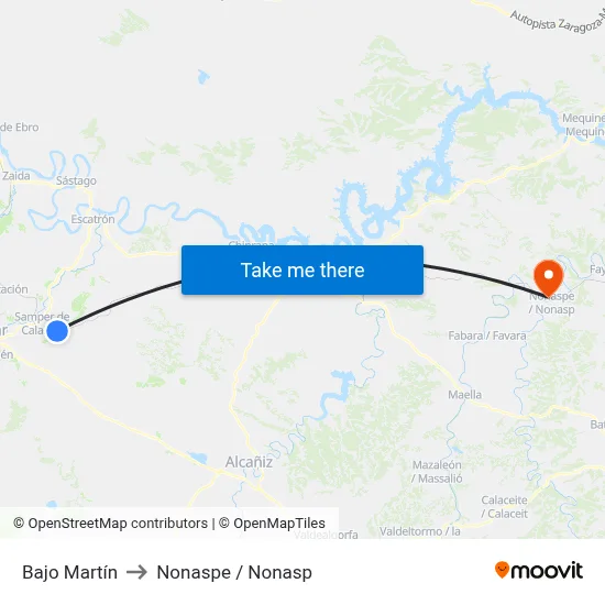 Bajo Martín to Nonaspe / Nonasp map