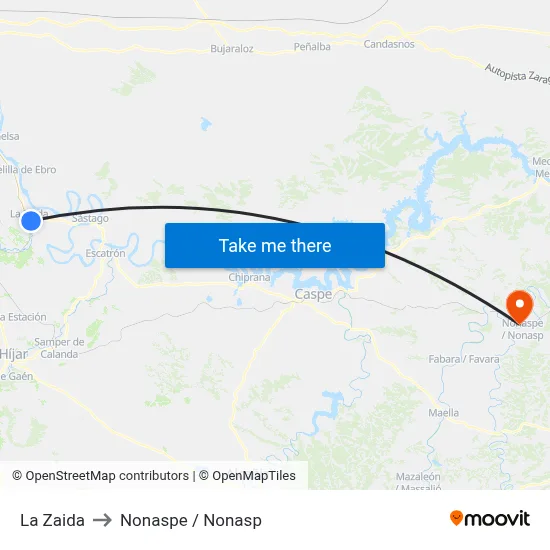La Zaida to Nonaspe / Nonasp map