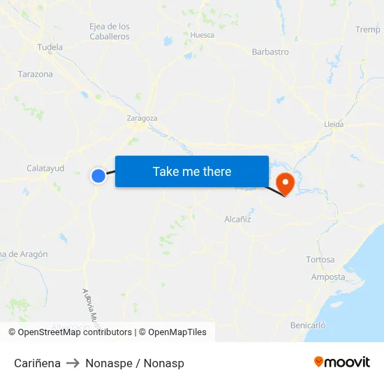Cariñena to Nonaspe / Nonasp map