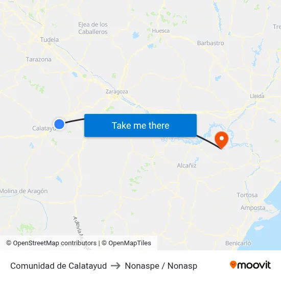 Comunidad de Calatayud to Nonaspe / Nonasp map