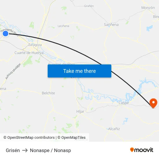 Grisén to Nonaspe / Nonasp map