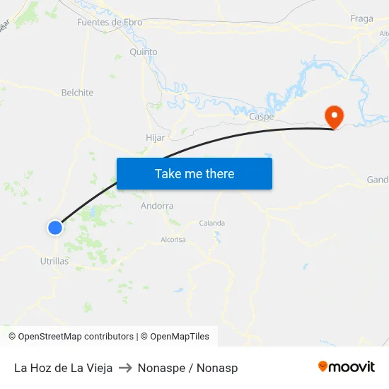 La Hoz de La Vieja to Nonaspe / Nonasp map