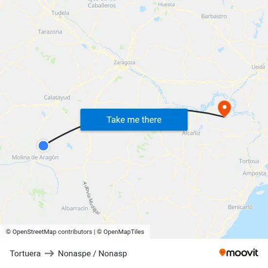 Tortuera to Nonaspe / Nonasp map