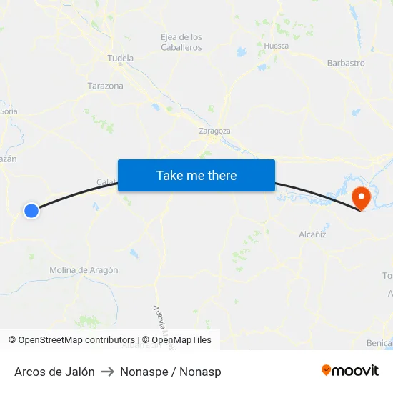 Arcos de Jalón to Nonaspe / Nonasp map