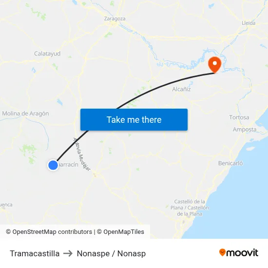 Tramacastilla to Nonaspe / Nonasp map