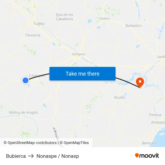 Bubierca to Nonaspe / Nonasp map