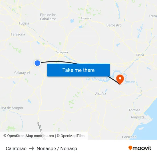Calatorao to Nonaspe / Nonasp map
