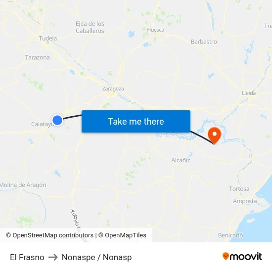 El Frasno to Nonaspe / Nonasp map