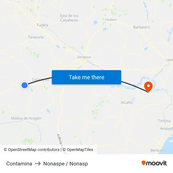 Contamina to Nonaspe / Nonasp map
