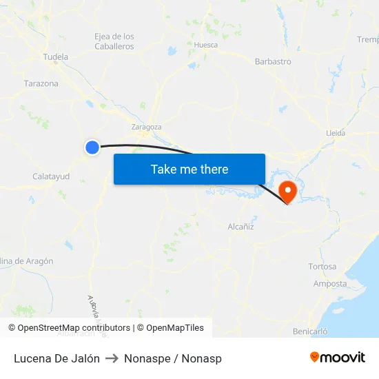 Lucena De Jalón to Nonaspe / Nonasp map