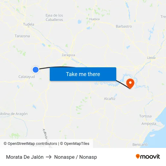 Morata De Jalón to Nonaspe / Nonasp map