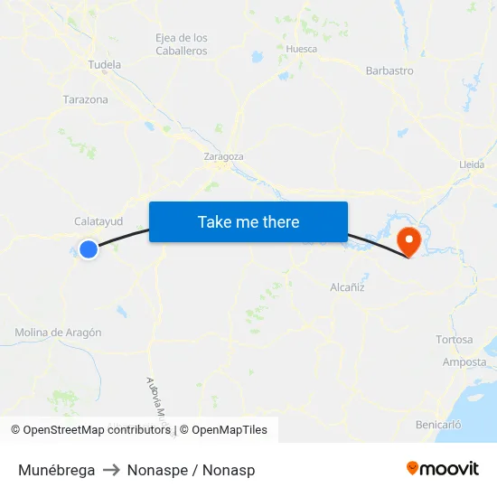 Munébrega to Nonaspe / Nonasp map