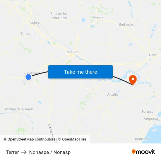 Terrer to Nonaspe / Nonasp map
