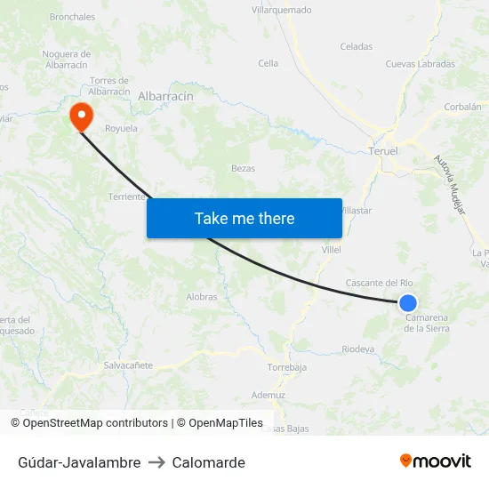 Gúdar-Javalambre to Calomarde map