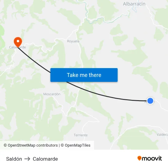 Saldón to Calomarde map