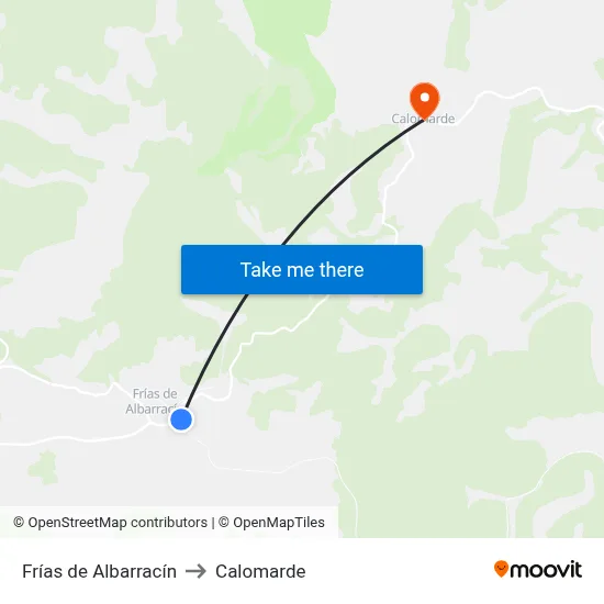 Frías de Albarracín to Calomarde map