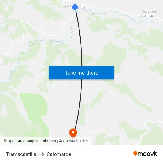 Tramacastilla to Calomarde map