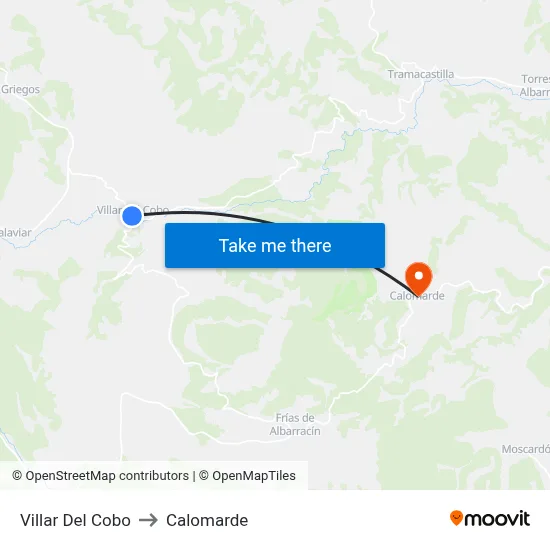 Villar Del Cobo to Calomarde map