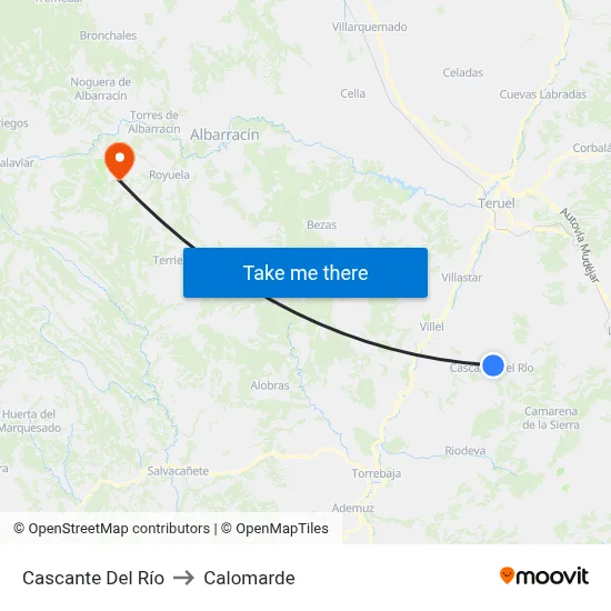 Cascante Del Río to Calomarde map