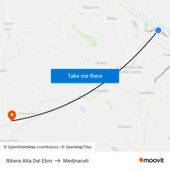 Ribera Alta Del Ebro to Medinaceli map