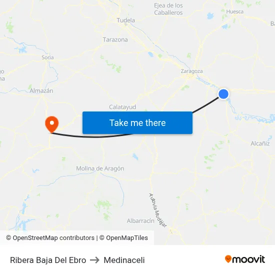 Ribera Baja Del Ebro to Medinaceli map