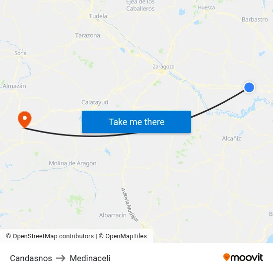 Candasnos to Medinaceli map