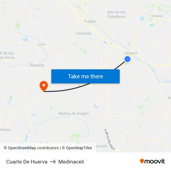 Cuarte De Huerva to Medinaceli map