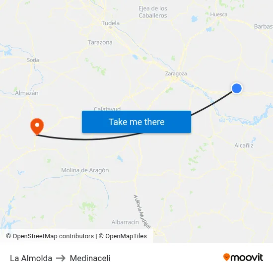 La Almolda to Medinaceli map