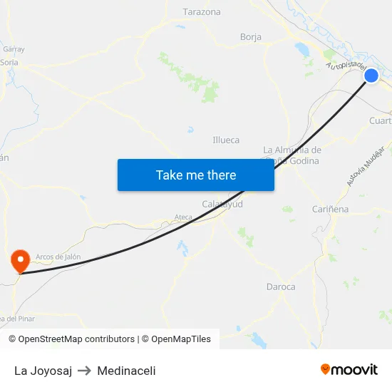 La Joyosaj to Medinaceli map