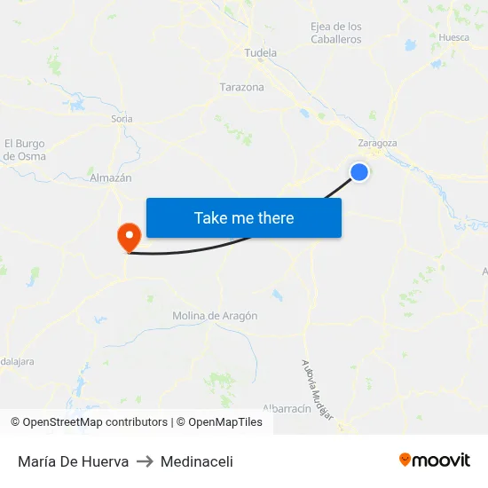 María De Huerva to Medinaceli map