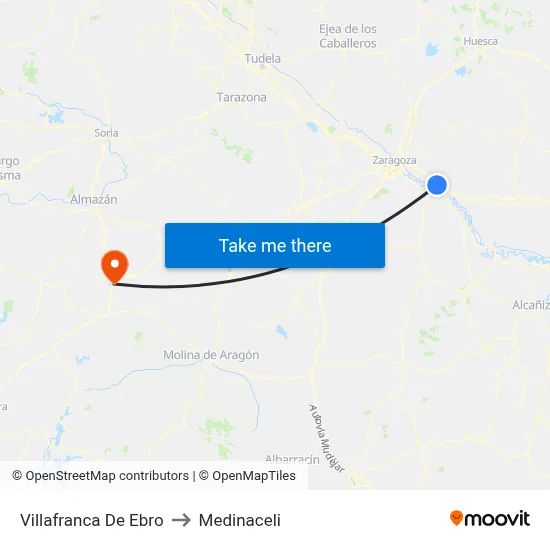 Villafranca De Ebro to Medinaceli map