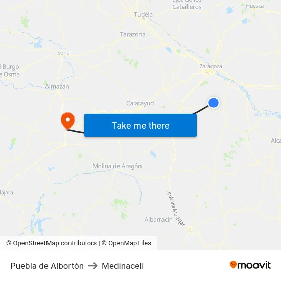Puebla de Albortón to Medinaceli map