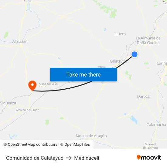 Comunidad de Calatayud to Medinaceli map