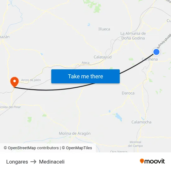 Longares to Medinaceli map