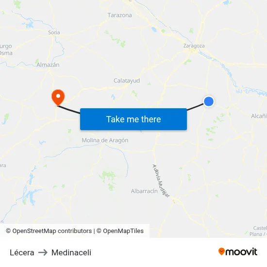Lécera to Medinaceli map