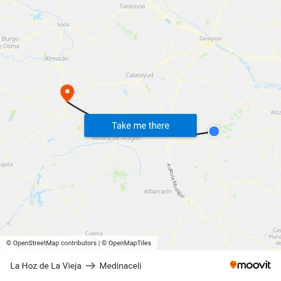 La Hoz de La Vieja to Medinaceli map