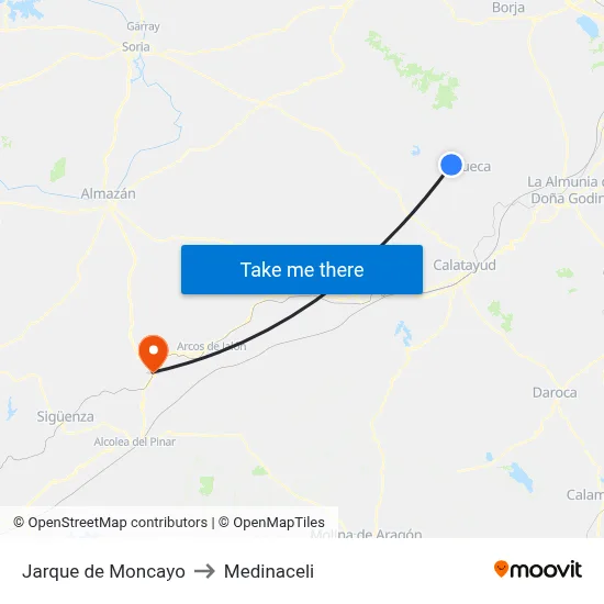 Jarque de Moncayo to Medinaceli map