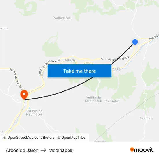 Arcos de Jalón to Medinaceli map