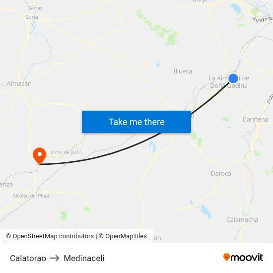 Calatorao to Medinaceli map