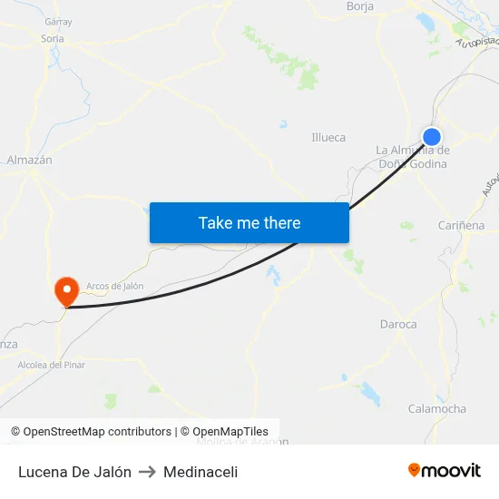 Lucena De Jalón to Medinaceli map