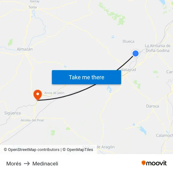Morés to Medinaceli map