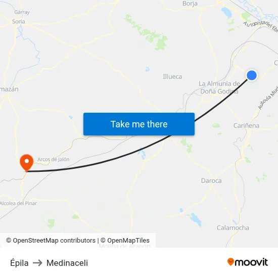 Épila to Medinaceli map