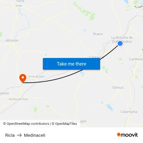Ricla to Medinaceli map