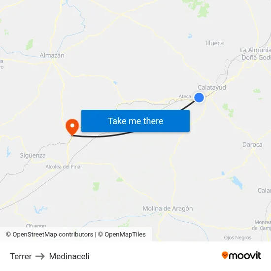 Terrer to Medinaceli map