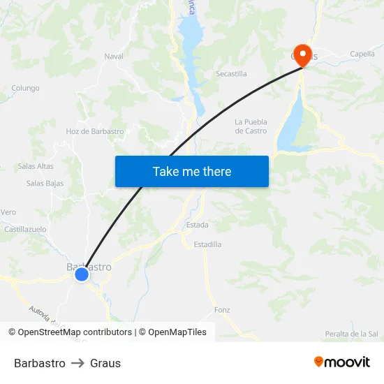 Barbastro to Graus map