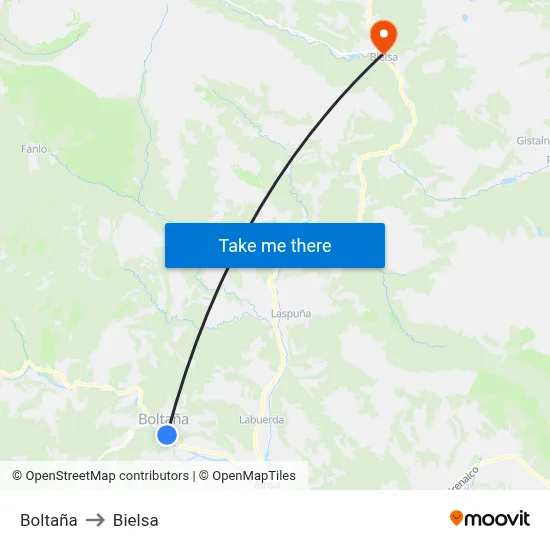 Boltaña to Bielsa map