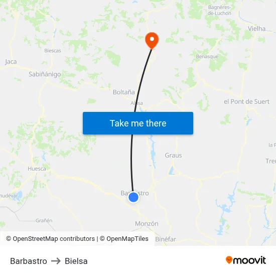 Barbastro to Bielsa map