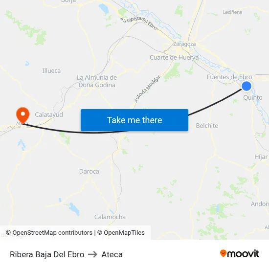 Ribera Baja Del Ebro to Ateca map